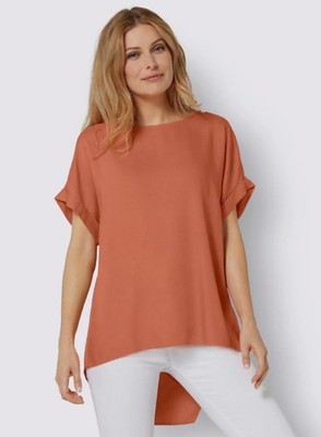 Bluse orange 38 Damen Heine Longbluse U-Boot-Ausschnitt papaya UVP:59,99  2.6145