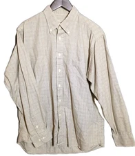 Burberry London Shirt Mens L Brown Plaid USA Made Preppy Heritage Cotton