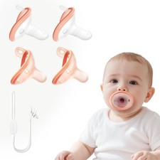 Baby Pacifier Set with Clip, 4-Pack Soothing Infant Pacifiers, Non-Contact Sh...