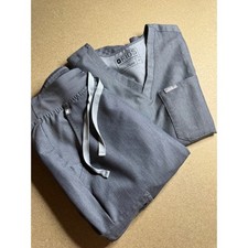FIGS Technical Collection Scrub Set XS Graphite Gray V-Neck Top Jogger Pants
