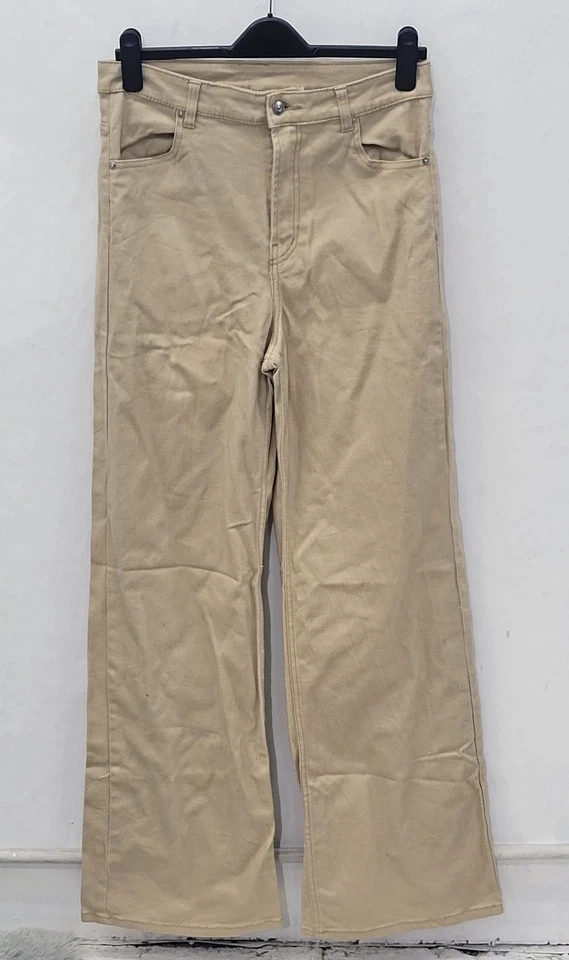 H&M Divided Women's Jeans Trousers Beige Tan Size 42 UK 14 Straight Wide Leg - Image 2 of 4