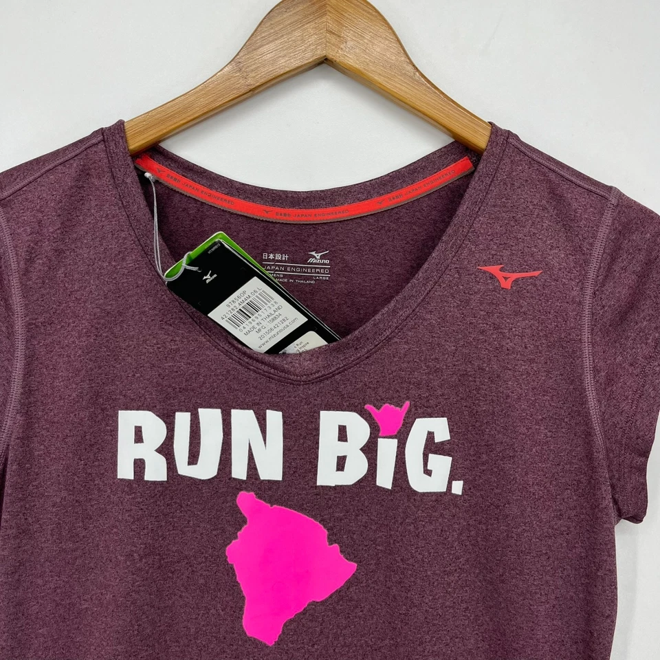 Camiseta para mujer Mizuno Run Big Island Hawaii talla L roja nueva con etiquetas Foto 4 de 4