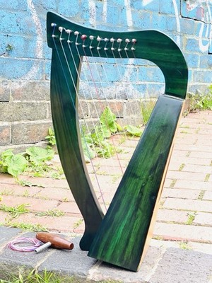12 Saitige Palisander Irish Harp | Handgefertigte gravierte Harfe mit Tasche & Stimmschlüssel