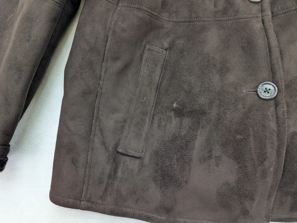 Chaps Women's Coat Size L Brown Faux Suede Faux Fur Lined Winter Classic - Image 4 of 4