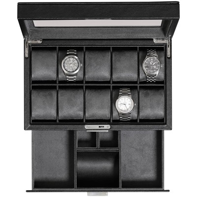 ROTHWELL 10 Slot Watch Box with Valet Drawer Luxury Watch Case