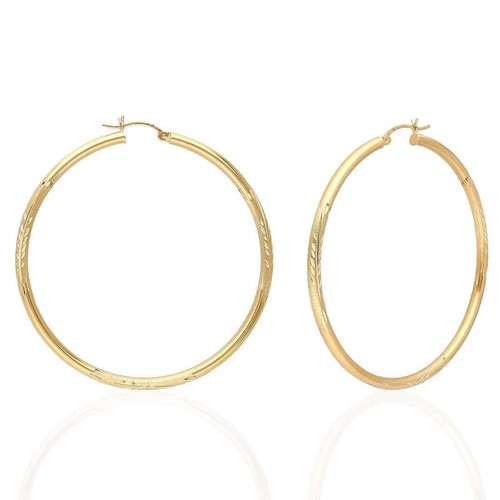 14K massive Gelb & Weißgold 3mm Diamantschliff Oberfläche Creolen 19-75mm - Bild 42 von 44