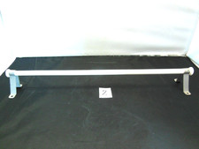 VTG MCM 17.5" x .5" MILK GLASS TOWEL BAR ROD W/ SILVERTONE MOUNTING BRACKETS 2