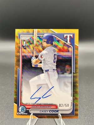 2024 Bowman Draft Casey Cook Chrome Auto Gold Wave Refractor /50 1st