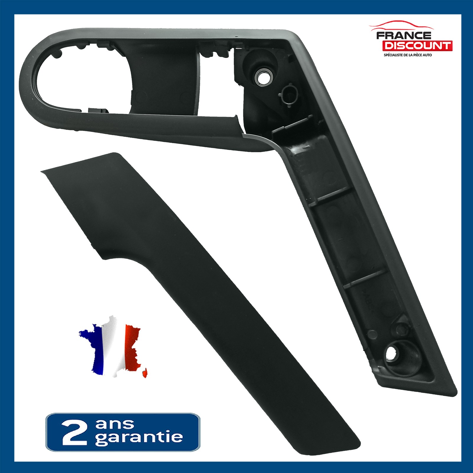 Poignée de porte intérieure droite 6N0867198B de rechange exacte et durable en plastique noir
