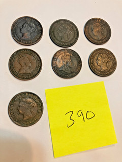 Lot of 7 Canada Large Cent coins no reserve!! (390)