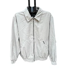 Weatherproof Golf Bomber Jacket Gray Nylon Blend Snap Pockets Full Zip Men's L