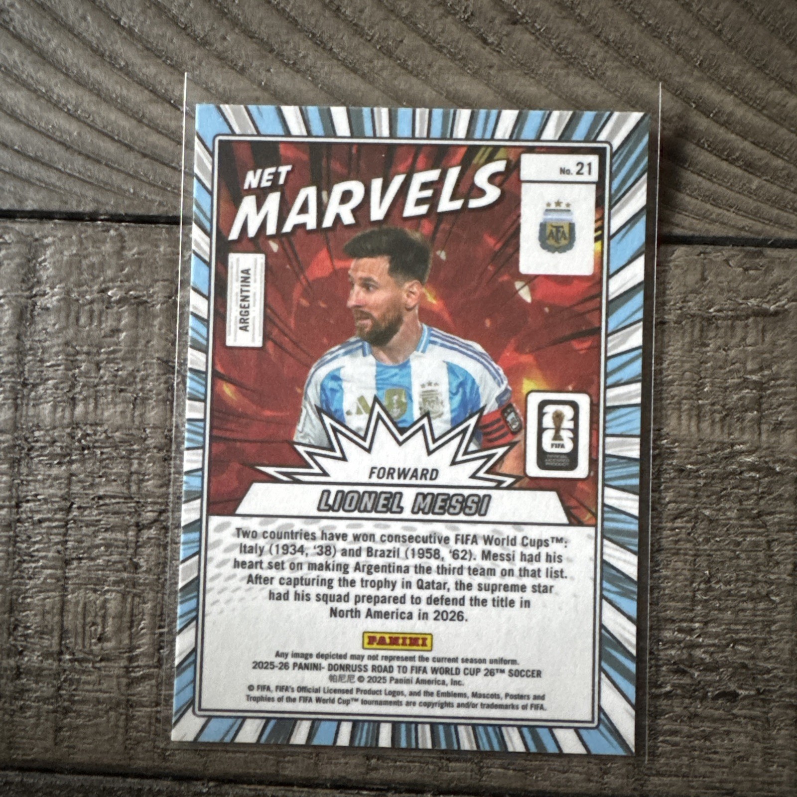 2025-26 Panini Donruss Road to World Cup Lionel Messi Net Marvels Red #21 (1031) view 2