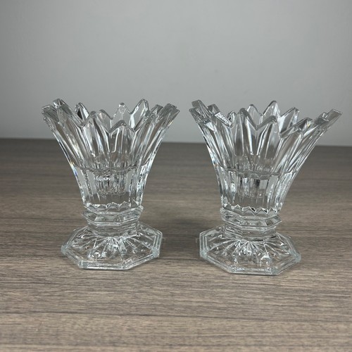 Mikasa Florita Crystal Candle Holder Set for Taper or Votive Sawtooth Rim ~5"x4" - Picture 4 of 12