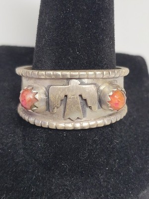Pink Dahlia Cigar Band - size 10 Ring - SS 925 - handmade - full silver back