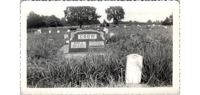 1950s Rural Cemetery Photograph-Crow Family Granite Marker-Pastoral Serenity