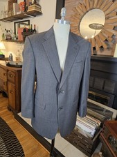 Vintage Burberry London Gray Pinstripe Wool Blazer Mens 40R Union Made in USA