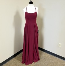 NWT Lulus Maroon Red Size S Criss Cross Strap Gown Dress w/Slit