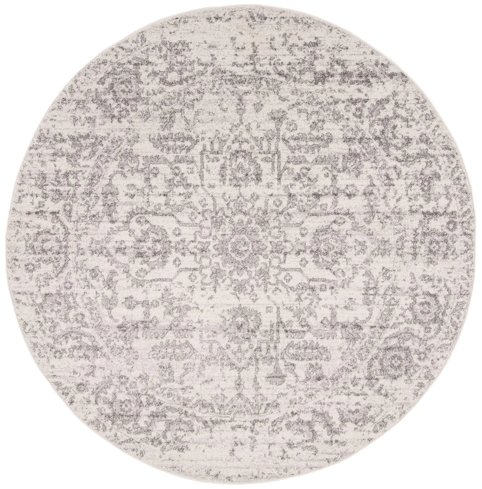 Alfombra Colección Madison - 6'7" Redonda, Plateada y Marfil, Medallón Copo de Nieve... Foto 2 de 4