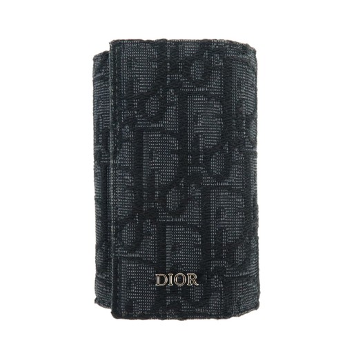 Christian Dior Oblique Canvas Leather 6 Rings Key Case Black Authentic Used F/S
