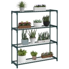 Outsunny Plant Stand, 4-Tier Planter Holder Flower Display Rack, Dark Green