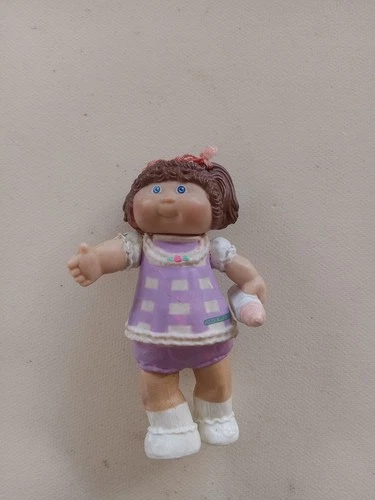 Vintage Cabbage Patch Kids 3.5" Poseable Figure 1984 Brown Hair, Bottle