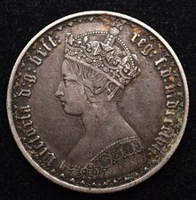 1857 Victoria FLORIN, MDCCCLVII Gothic Head Silver Coin