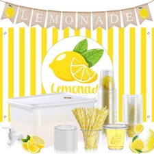 103 Pcs Lemonade Stand Supplies Includes Burlap Banner Sign Stand Table Cover...