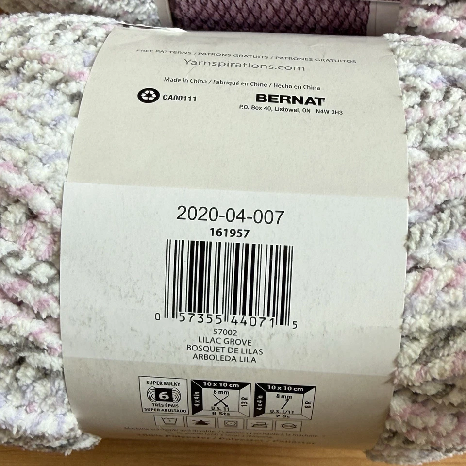 3 Yarnspirations Bernat Blanket Twist Lilac Grove #57002 Crochet Knit NEW Read - Image 4 of 4