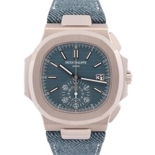 Patek Philippe Nautilus 40.5mm Blue Stick Dial Watch Ref# 5980/60G-001