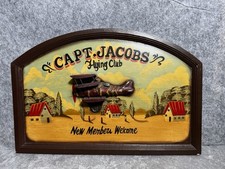 Vintage 3D Pub Sign “Capt. Jacobs Flying Club” New Members Welcome Bar Man Cave