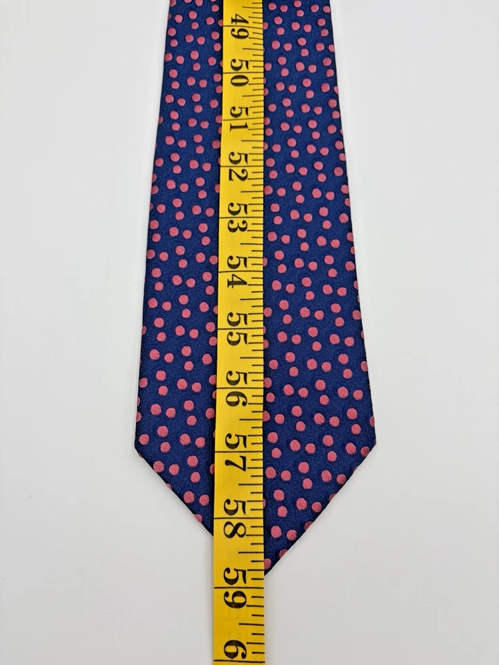 Gravata de seda Charvet Place Vendome rosa bolinhas designer de luxo França - Imagem 4 de 4