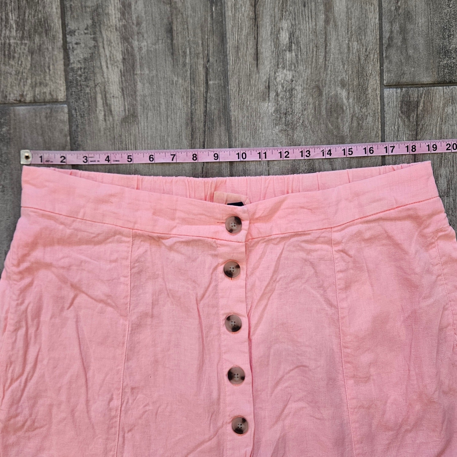 Universal Thread Button Front Linen Blend Midi Sk… - image 4