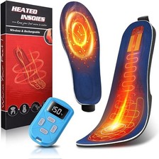 USB Rechargeable Heated Insoles Remote Control Wireless Foot Warmers Size Med