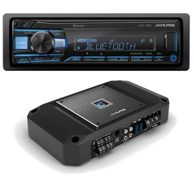 Alpine UTE-73BT Digital Media Receiver with R-Series 4 Channel Amplifier