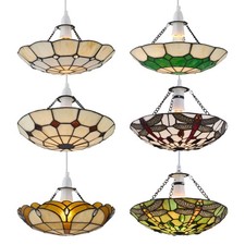 Tiffany Style Ceiling Light Shade Stained Glass Easy Fit Uplight Lampshade