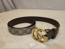 Gucci GG Marmont Belt GG Coated Canvas and Leather Brown 42" Total