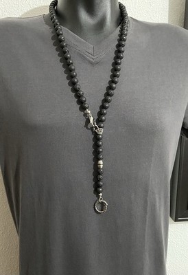 Halskette Lava mit Edelstahlelementen, Bikerschmuck , Lifestyle, Fashion