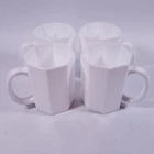 Vintage Art Deco Arcopal France OCTIME WHITE Octagonal Milk Glass MUG SET