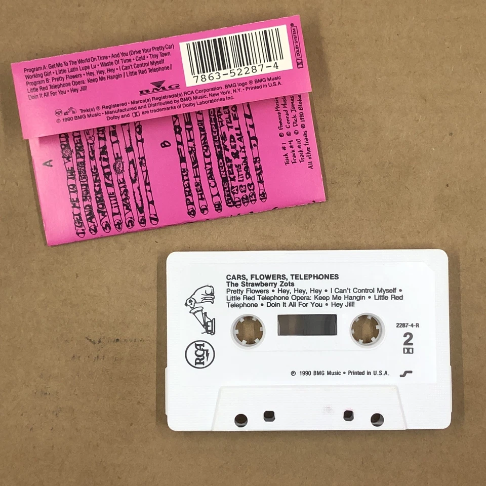STRAWBERRY ZOTS Cassette Tape 90s Rock Garage CARS FLOWERS TELEPHONES - Image 3 of 4