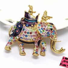 Purple Enamel Cute Elephant Crystal Fashion Women Charm Jewelry Brooch Pin Gifts