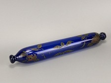 Cobalt blue glass antique Rolling pin with Transfer print For my Mother