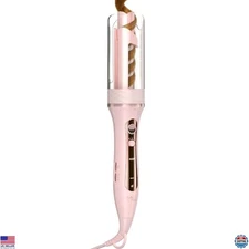 Zavarea 1-Inch Automatic Curling Iron - Pink Self-Rotating Curler, 5 Heat Levels