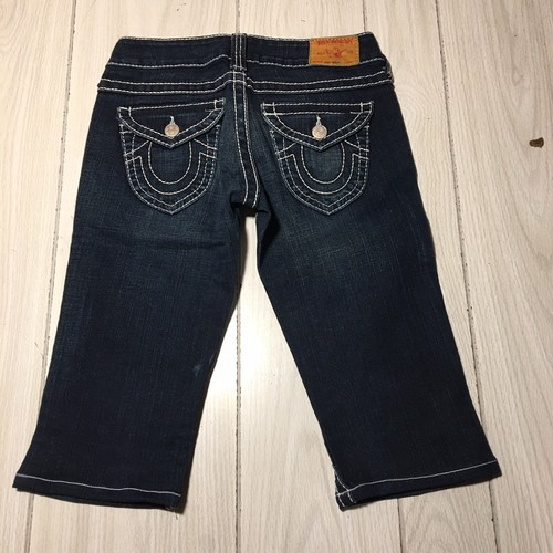 TRUE RELIGION WOMEN DENIM SHORTS JOEY BIGT FLAP POCKETS Sz 27 - Picture 2 of 9