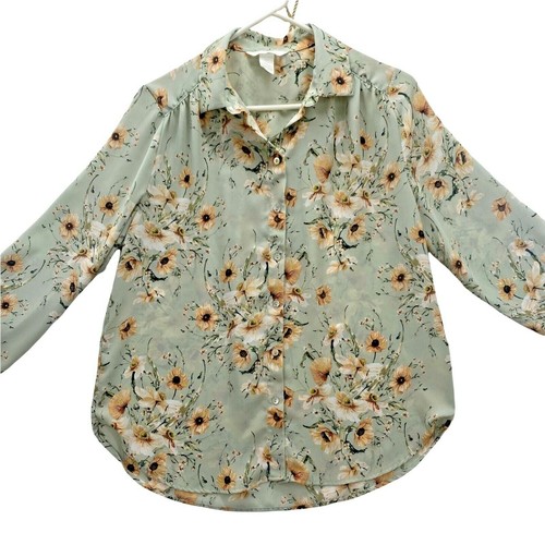 Blouse Elegant Mint Green Floral Print 