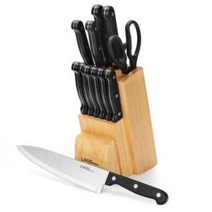 14-piece couteau de cuisine en acier inoxydable ensemble avec bloc en bois, bloc couteau d'utilité