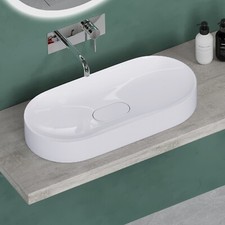 Bathroom Countertop Basin Stone Resin White Oval Sink Solid Surface