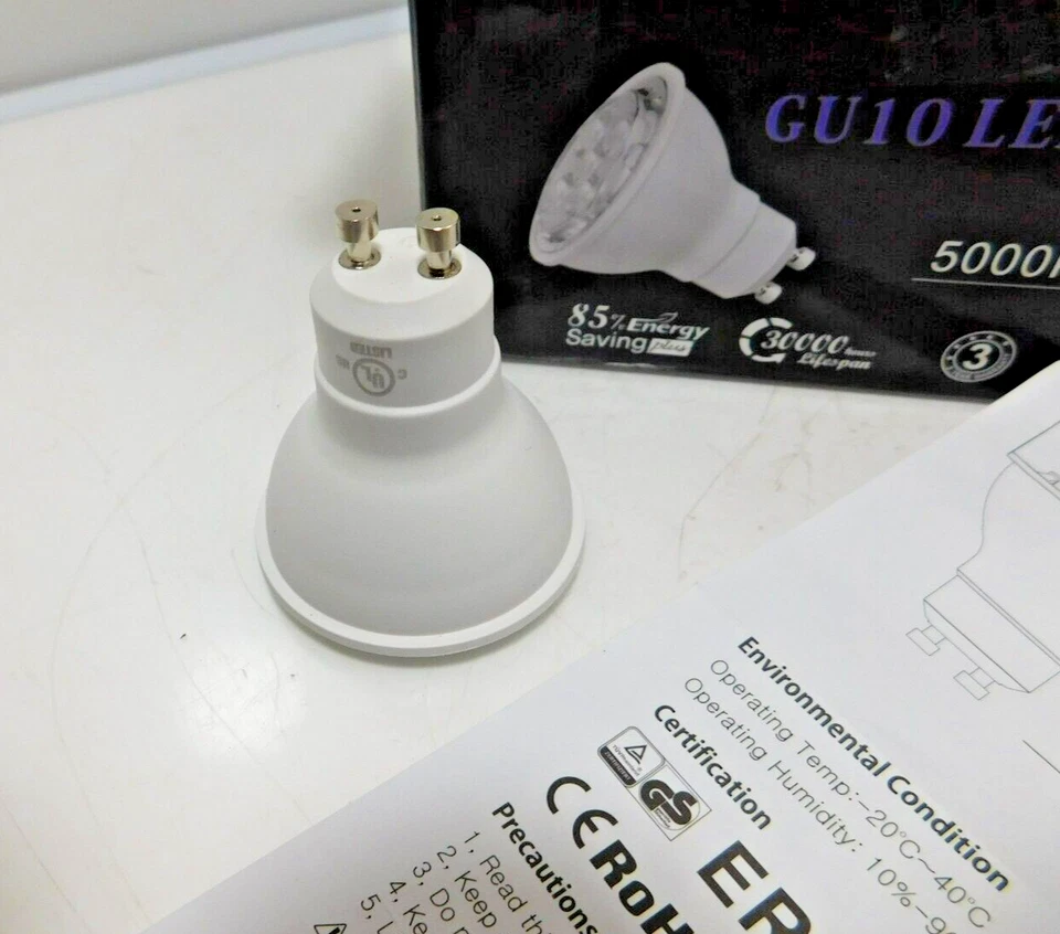 6 Bulbs Shine Hai GU10 LED Spotlight 5000K 5 Watts NEW - Image 4 of 4