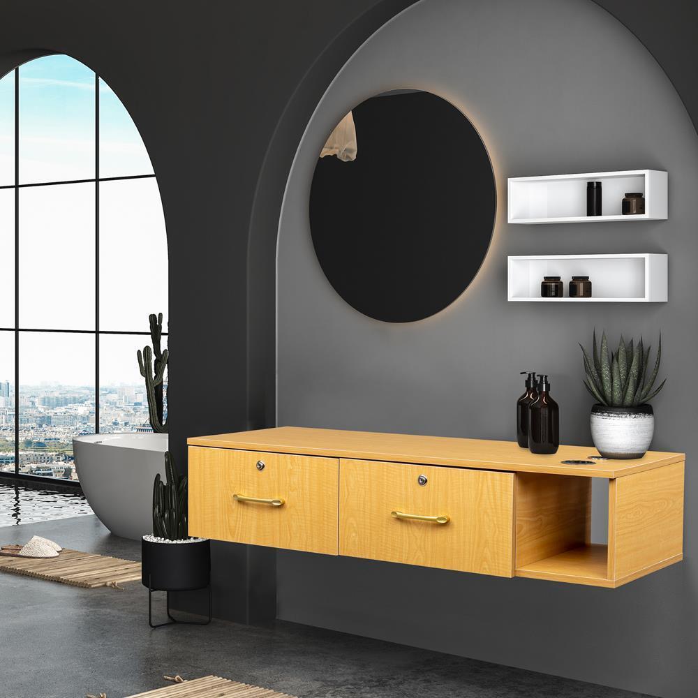 Wall Mount Hair Styling Station Locking 2 Storage Drawers Beauty Salon