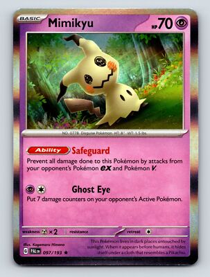 Basic Mimikyu HP 70 Safeguard Ability Ghost Eye Power Rarity Pink Card