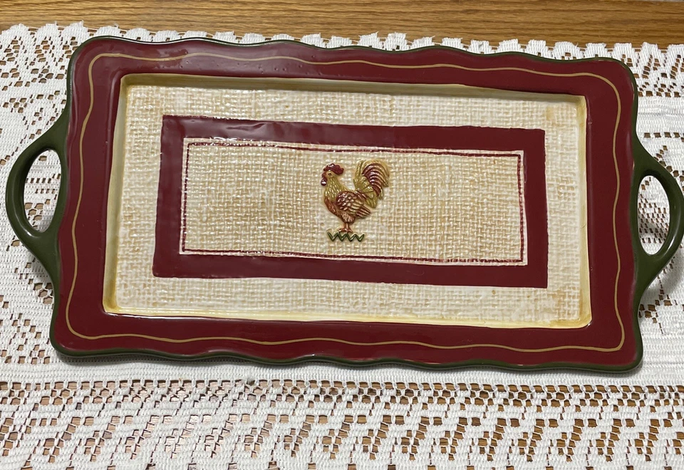 Bandeja para servir gallo rara - Rise N Shine - pintada a mano para diseños de parques 7,5 x 15,5 Foto 2 de 4